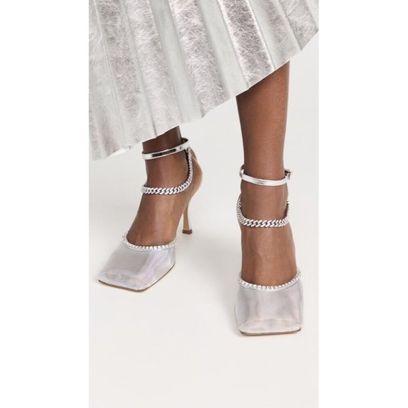 NALEBE Womens Size 40 (US 9) Silver Stellar Pump Heels in Mesh